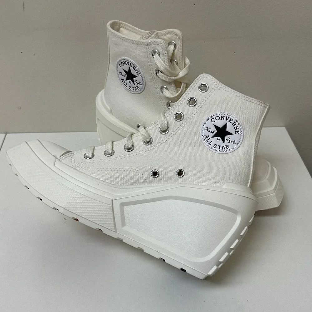 Converse Chuck 70 De Luxe Wedge Egret Women's Size 7.5 Platform Shoes NEW
